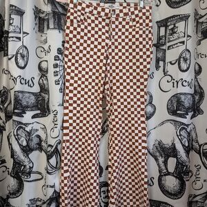Hollister Checkered brown & white Flare Pants Medium Short.